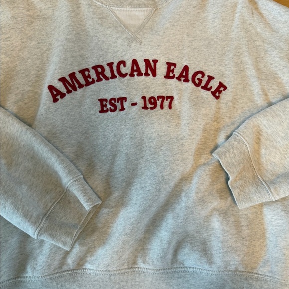 American Eagle Outfitters Tops - American Eagle Cream and Gray Crewneck Sweatshirt Women’s S